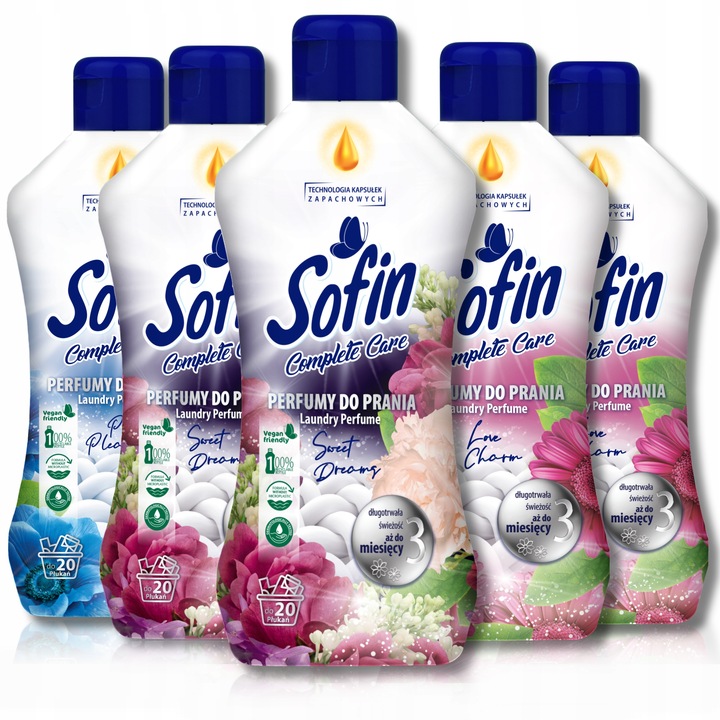 SOFIN Perfumy do Tkanin do Pralki Suszarki 5 x 300ml MIX 100 Prań