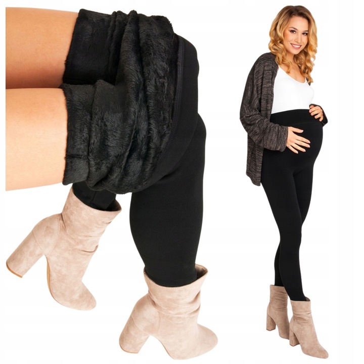 LEGGINSY OCIEPLANE FUTERKIEM CIĄŻOWE PLUS SIZE CIEPŁE GRUBE NA ZIMĘ