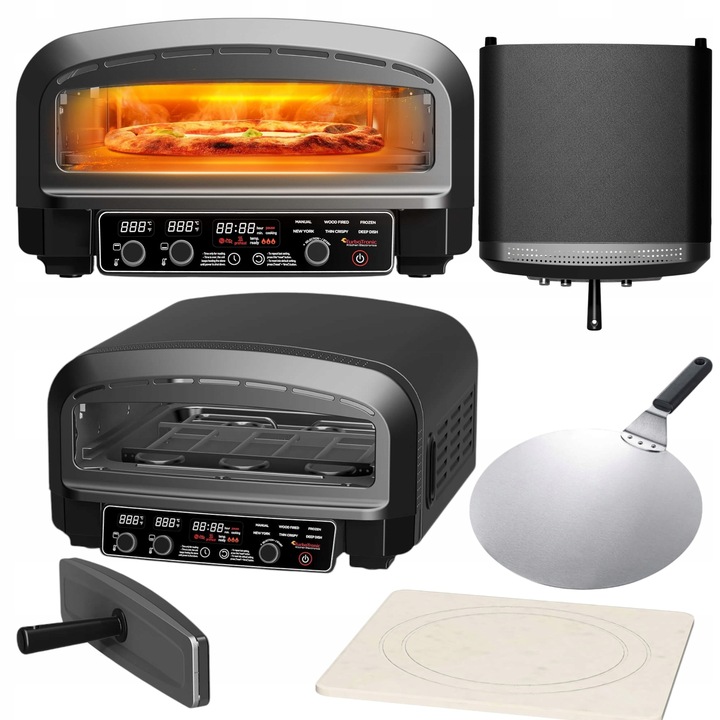PIEC DO PIZZY ⌀37 MINI PIEKARNIK 450°C PIZZA 2200W ELEKTRONICZNE