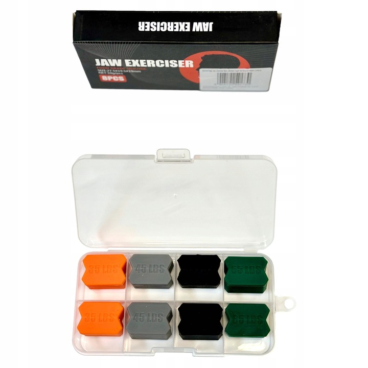 ZESTAW 8 GUM DO ĆWICZEŃ ŻUCHWY I SZCZĘKI PRZYRZĄD JAWLINE SMUKŁA TWARZ