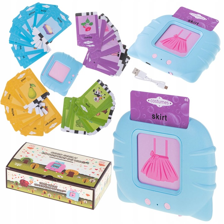 Czytnik Kart Nauka Słów Języka Angielskiego dla Dzieci 112 Kart 224 Słówek