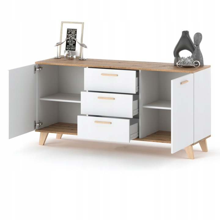 Komoda BIAŁA 3 Szuflady Duża Pojemna Szafka OSLO 120cm Styl
