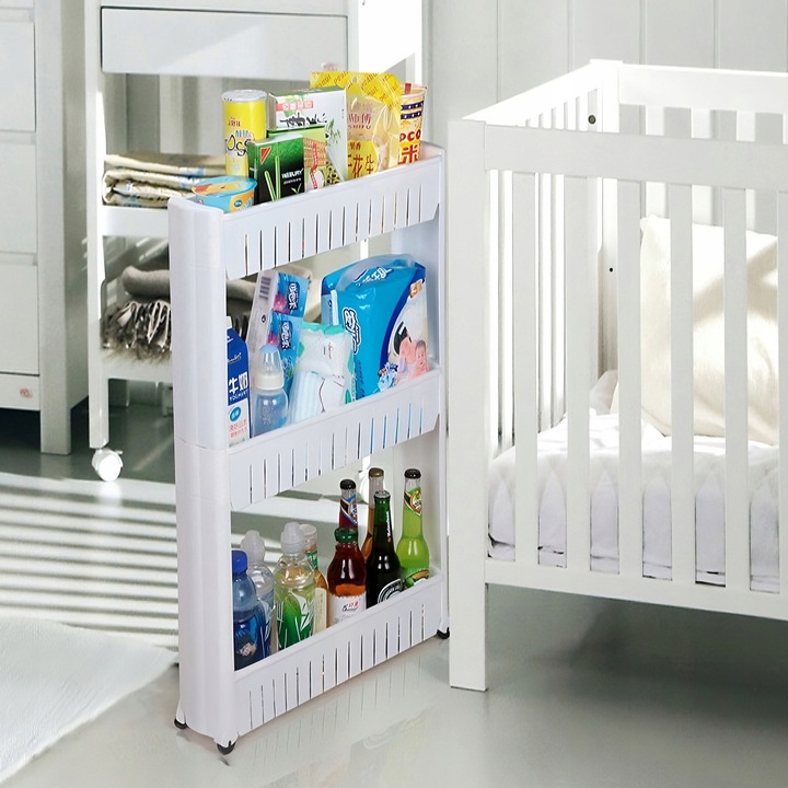 PÓŁKA ŁAZIENKOWA KUCHENNA REGAŁ NA KÓŁKACH MOBILNA 3 PÓŁKI SZAFKA