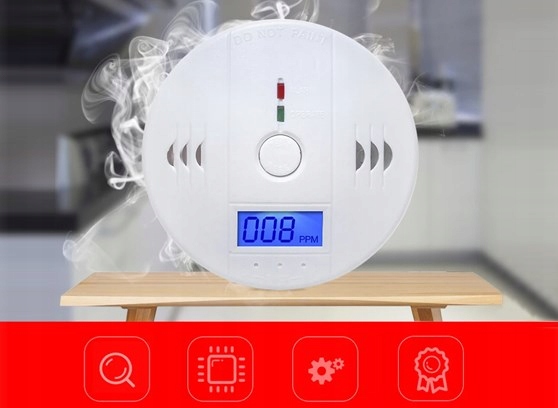 CZUJNIK CZADU TLENKU WĘGLA CO DETEKTOR WYKRYWACZ Z ALARMEM LCD CZUŁY