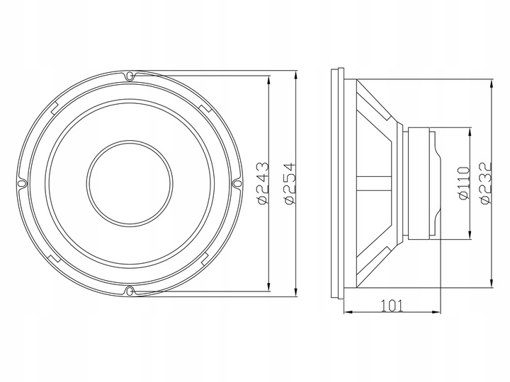 GŁOŚNIK BASOWY NISKOTONOWY WOOFER B-250 250MM 25CM 200W 10'' 8OHM