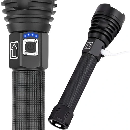 MOCNA LATARKA TAKTYCZNA LED AKUMULATOROWA SZPERACZ REFLEKTOR ZOOM WOJSKOWA
