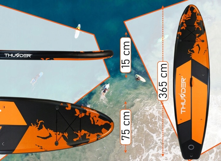 Deska SUP 365CM paddle board do pompowania plecak + wiosło Thunder
