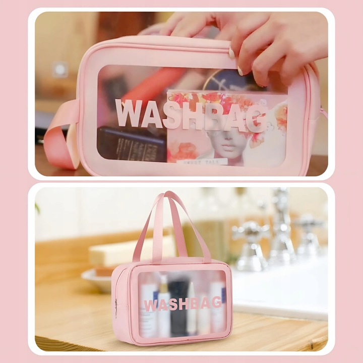 3x KOSMETYCZKA ZESTAW PODRÓŻNA TURYSTYCZNA PZEZROCZYSTA NA ZAMEK