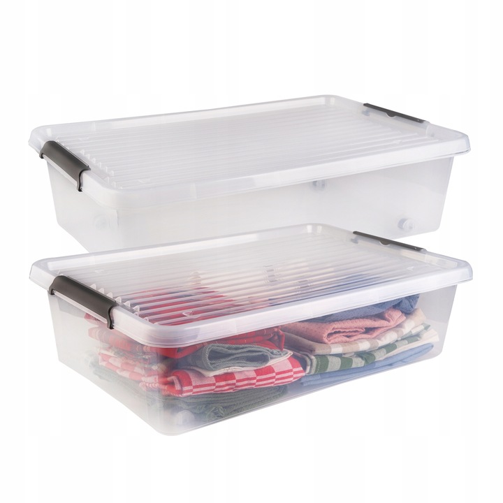 POJEMNIK PLASTIKOWY 25 L ORGANIZER Z POKRYWKĄ NA KÓŁKACH DO