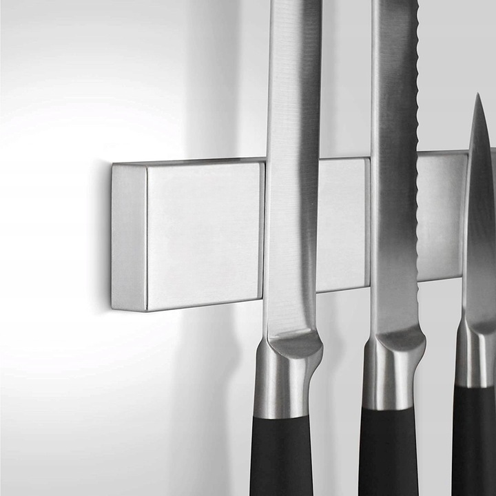 LISTWA MAGNETYCZNA NA NOŻE KLUCZE NARZĘDZIA 40CM SAMOPRZYLEPNA SREBRNA