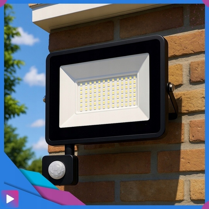 Halogen LED 50W Lampa Naświetlacz z Czujnikiem Ruchu Zmierzchu