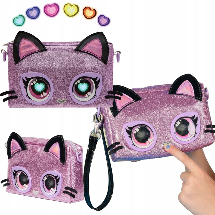 PURSE PETS PURDY PURRFECT TOREBKA INTERAKTYWNA Z TĘCZOWYMI OCZAMI ŚWIATŁO