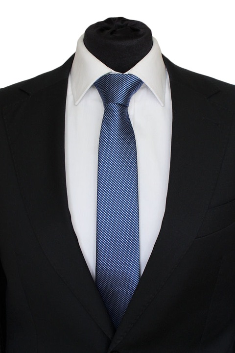 WĄSKI KRAWAT 6cm SLIM NIEBIESKO GRANATOWY W KRATKĘ