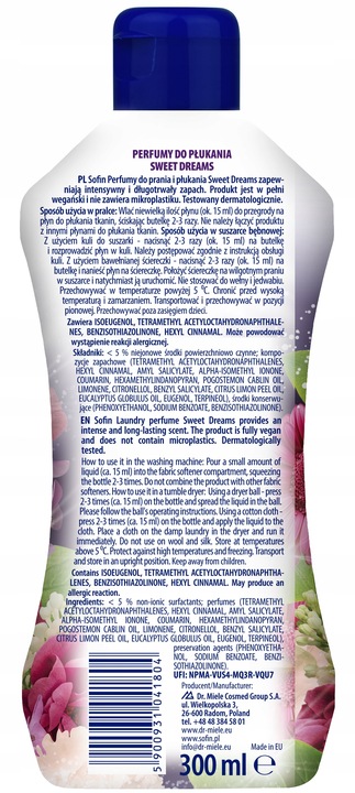 SOFIN Perfumy do Tkanin do Pralki Suszarki 5 x 300ml MIX 100 Prań