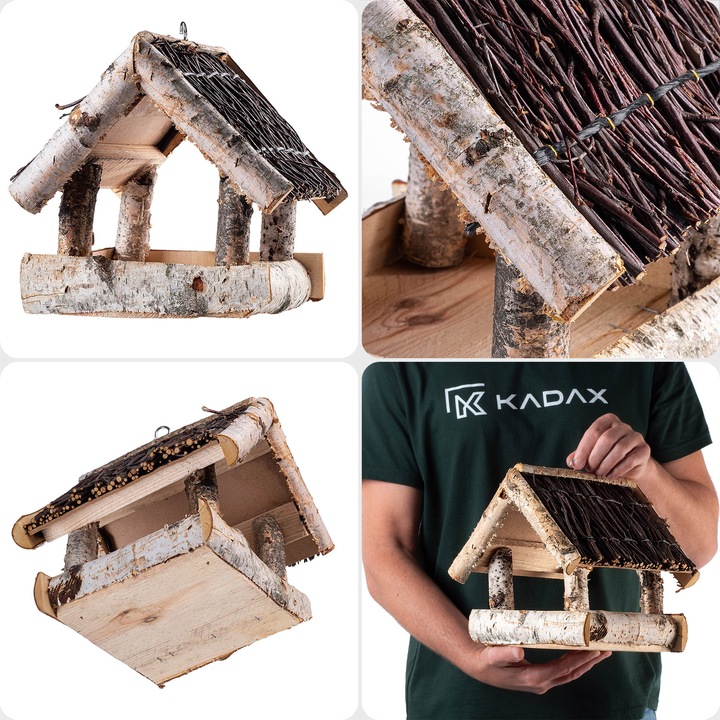 KARMNIK DLA PTAKÓW DUŻY XXL DOMEK DREWNIANY WISZĄCY BUDKA OZDOBA DO