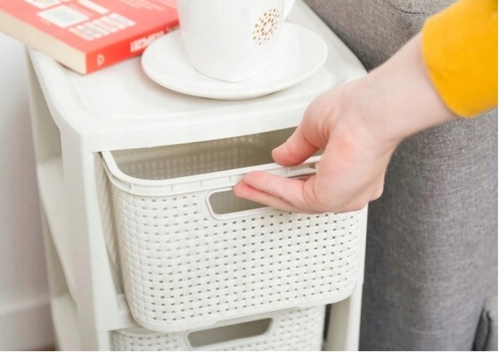 REGAŁ ŁAZIENKOWY BIAŁY SZAFKA 5 PÓŁEK KOMODA ŁAZIENKOWA RATTAN DUŻA