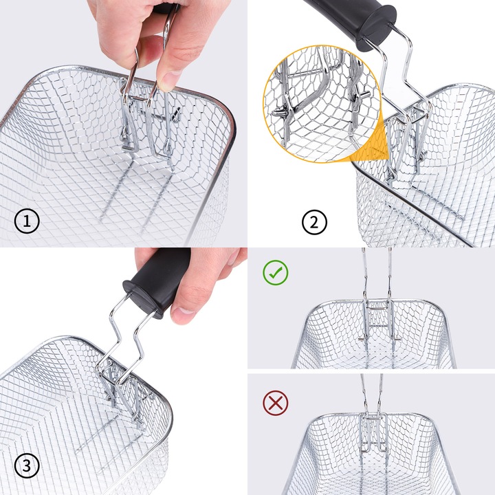 Frytkownica tradycyjna Olejowa Stalowa Mocna 3 l 2200w czarny Aigostar