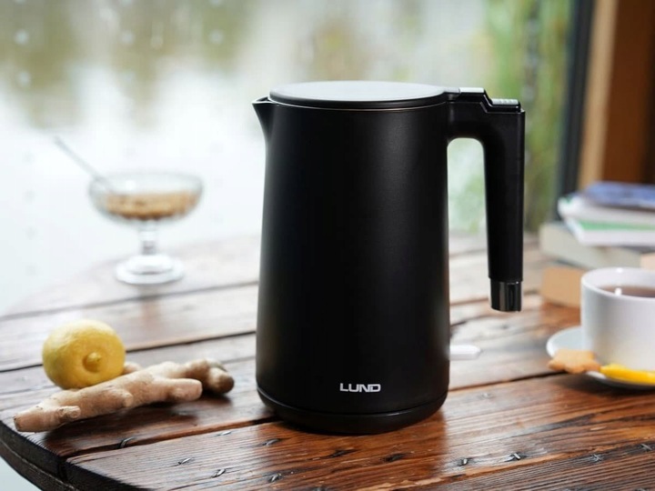 CZAJNIK ELEKTRYCZNY LUND 2200W 1,5L CZARNY PODWÓJNE ŚCIANKI