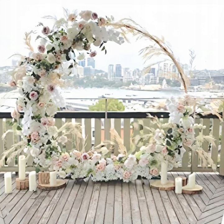 Złote Koło Na Balony Stojak Balonowy Stelaż Metalowy Ścianka Wesele 2,1M