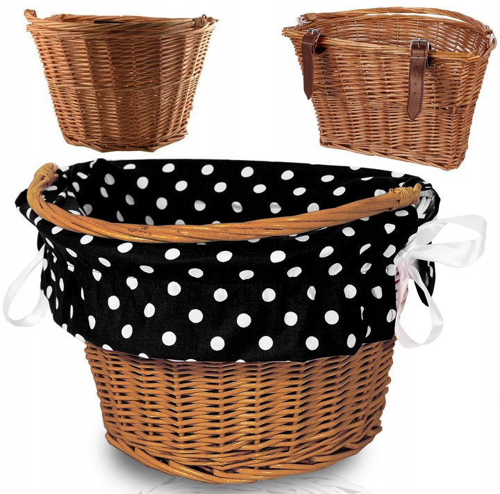 KOSZYK WIKLINOWY ROWEROWY NA ZAKUPY ROWER KIEROWNICE POJEMNY Z WKŁADEM