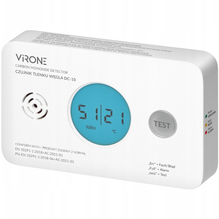 CZUJNIK CZADU TLENKU WĘGLA CZUJKA CO TERMOMETR CERTYFIKOWANY TUV + BATERIE