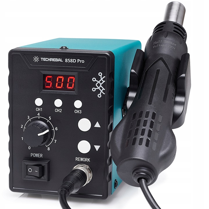 STACJA LUTOWNICZA HOT AIR GORĄCE POWIETRZE TECHREBAL 858D PRO 700W