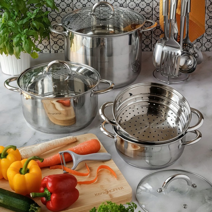 GARNEK Indukcja STALOWY DUŻY Wysoki Gastronomiczny Konighoffer Faro 12 l