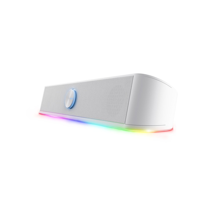 GŁOŚNIK SOUNDBAR KOMPUTEROWY PC 12W RGB LED GAMINGOWY KOMPAKTOWY BIAŁY