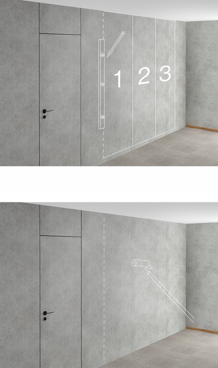 LAMELE ŚCIENNE CZARNE NA PŁYCIE CZARNEJ 510x2750mm