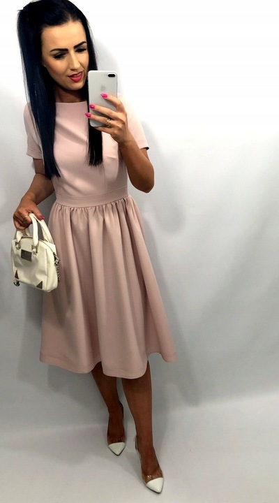 Sukienki Damskie Komunię Chrzciny Wesele Sukienka Elegancka Midi Błękit S