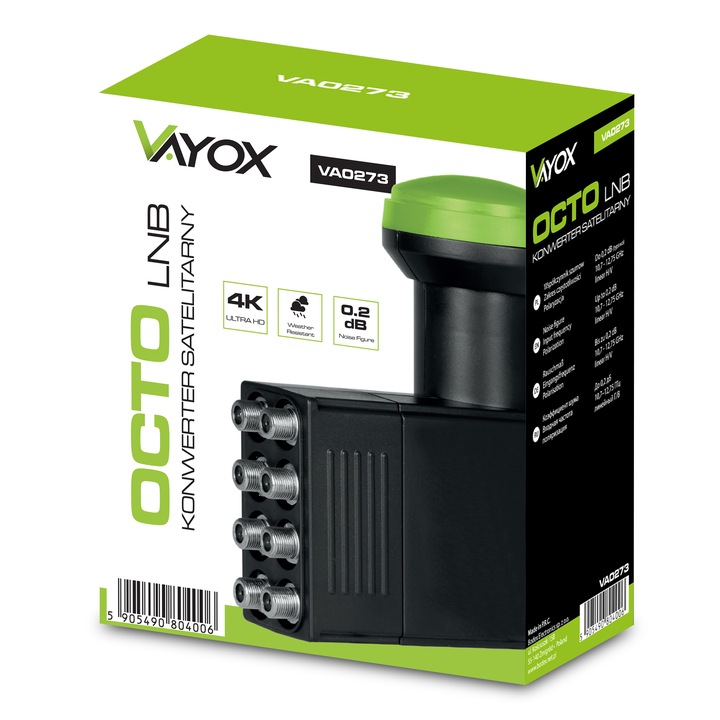 KONWERTER SATELITARNY OCTO NA 8 WYJŚĆ TV 4K CYFROWY POLSAT NC+ WTYKI