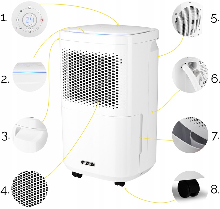 Osuszacz powietrza Pochłaniacz wilgoci Yoer 12L/24h +WiFi +TIMER +higrostat