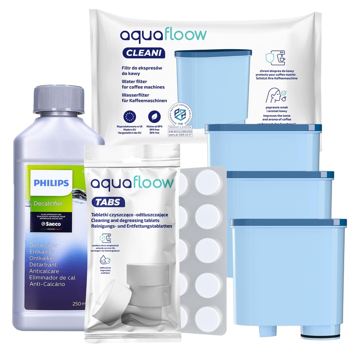 3x Filtr do wody do ekspresu Philips Saeco + Odkamieniacz 250ml +