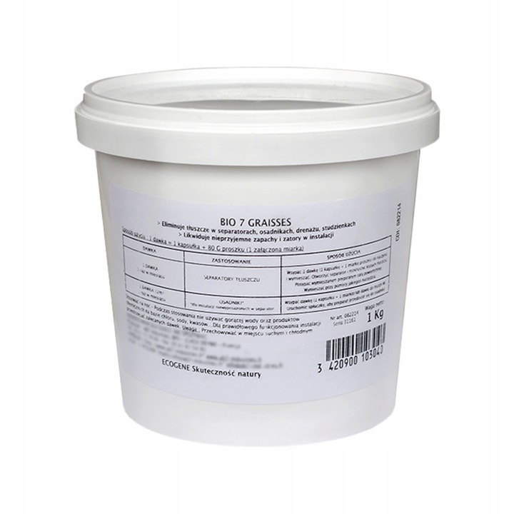 BIO7 TŁUSZCZE ODTŁUSZCZANIE Oczyszczalni LIPAZA USUWA TŁUSZCZ 1KG