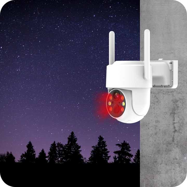 SOLARNA KAMERA WIFI 4MPX SMART ZEWNĘTRZNA OBROTOWA IP BEZPRZEWODOWA ALARM