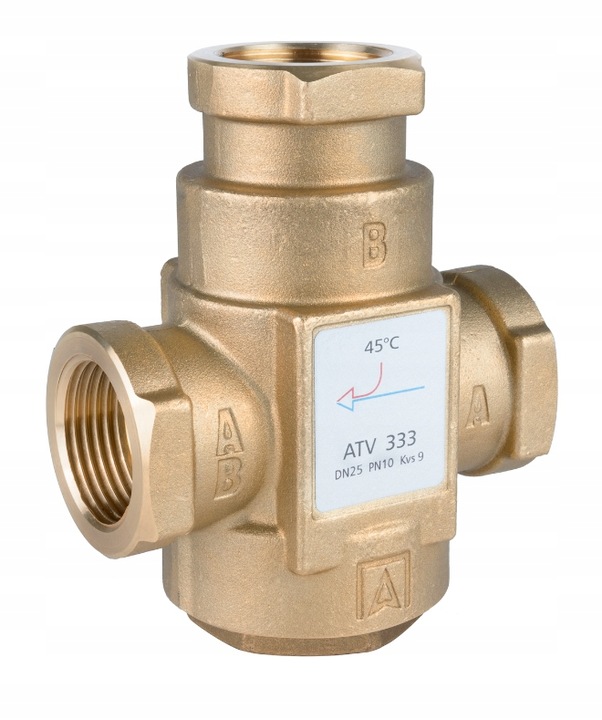 ZAWÓR TEMPERATUROWY OCHRONY POWROTU KOTŁA ATV 333 DN25 Ø 1" CAL 9 m³/h