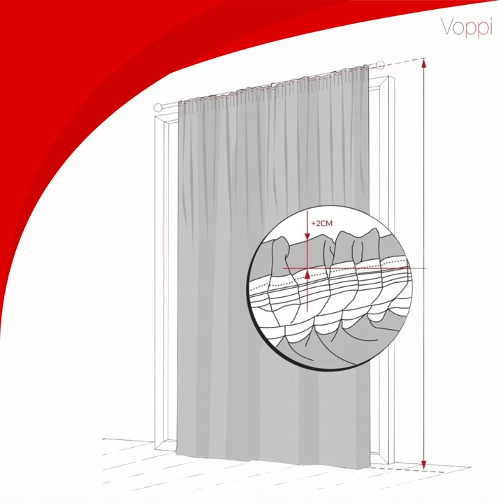 VOPPI ZASŁONA GOTOWA NA TAŚMIE 140x250 CM SZARA