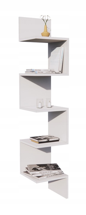 PÓŁKA NAROŻNA ŚCIENNA, BIAŁA WISZĄCA, MATOWA