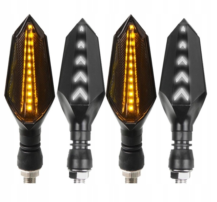 Kierunkowskazy motocyklowe czarne dymione 14 diod LED 2 sztuki