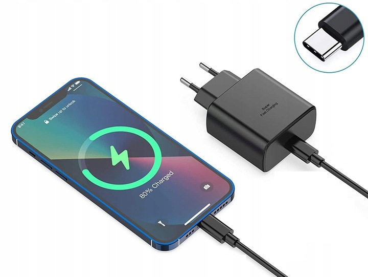 SZYBKA ŁADOWARKA DO TELEFONU SAMSUNG KOSTKA PD 45W + KABEL USB-C 2M