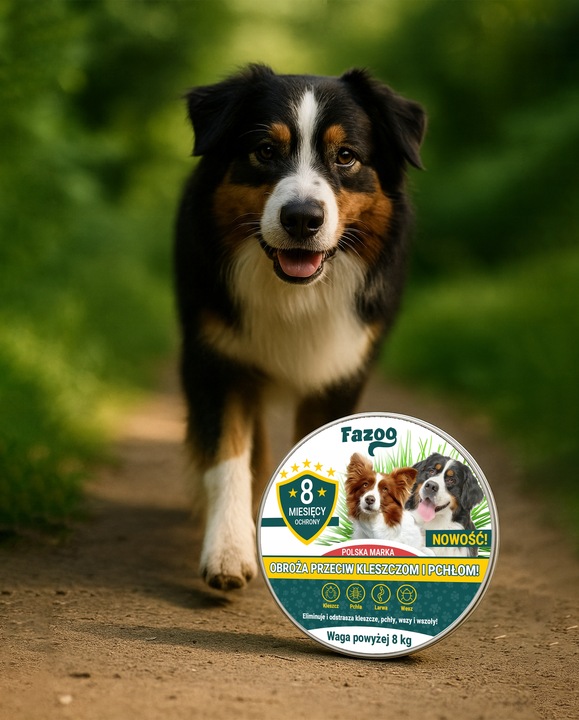OBROŻA NA KLESZCZE i Pchły dla Dużego Psa Antykleszczowa 8 Miesięcy Fazoo