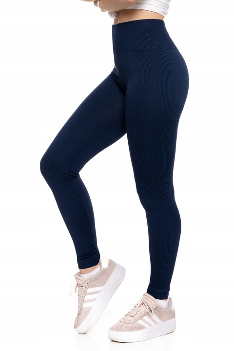 Legginsy Prążkowane Damskie z Wysokim Stanem Modne Sportowe MORAJ L/XL