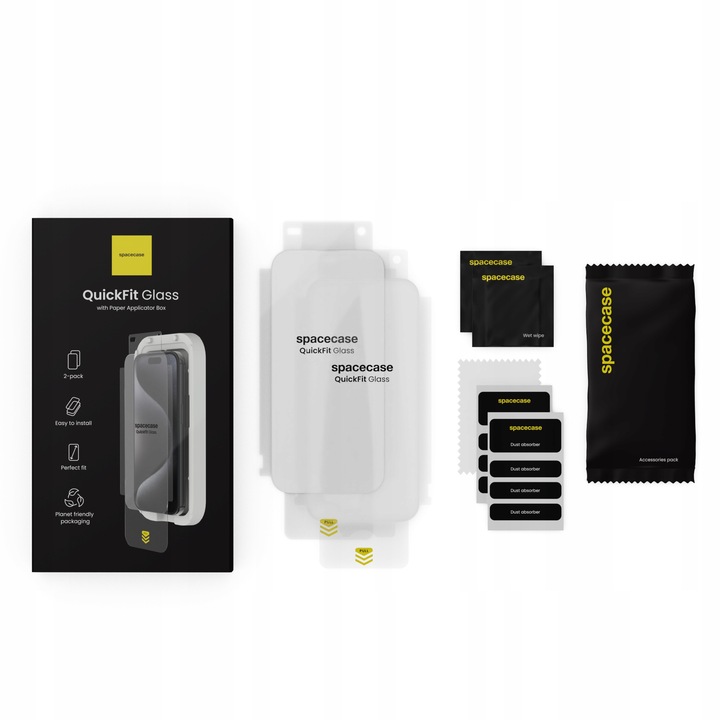 SZKŁO HARTOWANE DO IPHONE 15 PRO MAX Z APLIKATOREM QUICKFIT - 2 SZTUKI