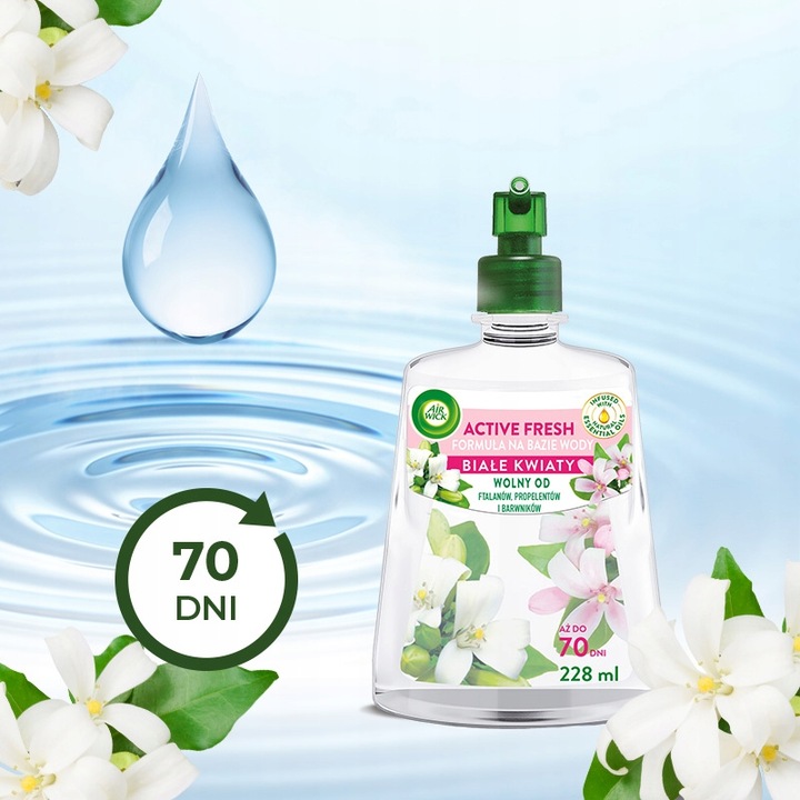 Air Wick Active Fresh dyfuzor + wkład Białe Kwiaty Komplet 2 x 228 ml