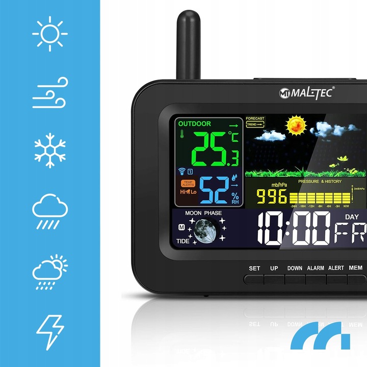 BEZPRZEWODOWA STACJA POGODOWA CZUJNIK POGODY TERMOMETR BAROMETR