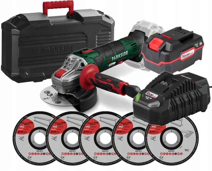 PARKSIDE Szlifierka PWSA 20V +Akumulator 4Ah +Ładowarka +Walizka