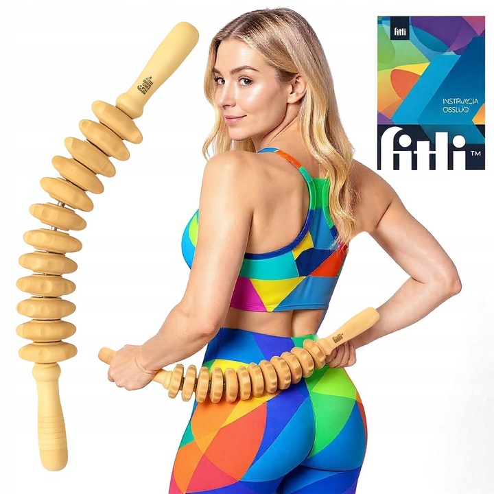 WAŁEK DO MASAŻU DREWNIANY ROLLER MASAŻER CIAŁA ANTYCELLULITOWY PROFILOWANY