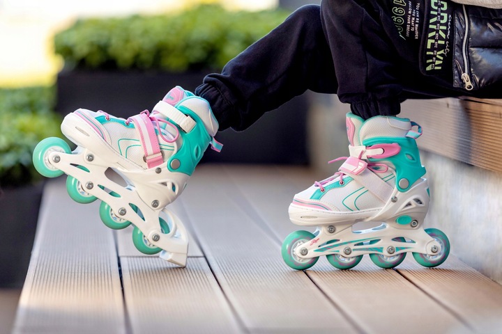 Rolki Regulowane RAVEN Lia Mint 30-33 Kółko LED