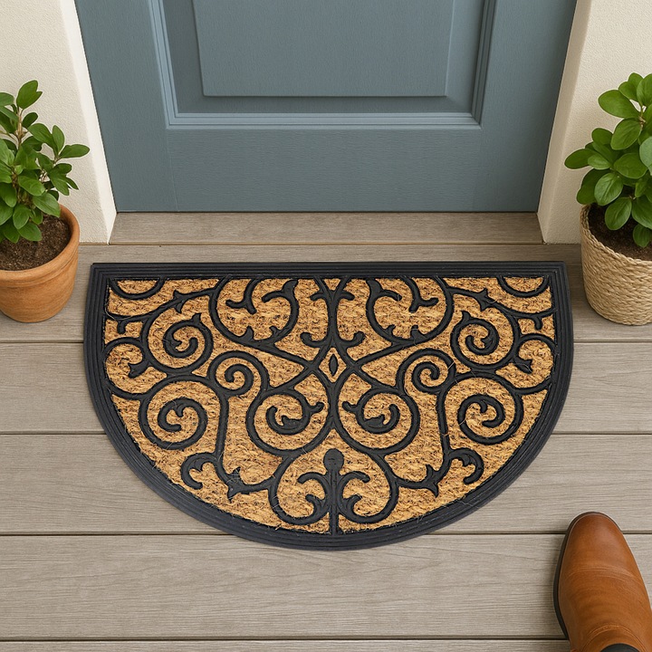 WYCIERACZKA POD DRZWI ZEWNĘTRZNA PÓŁOKRĄGŁA 40X60 DO BUTÓW KOKOSOWA BRĄZOWA