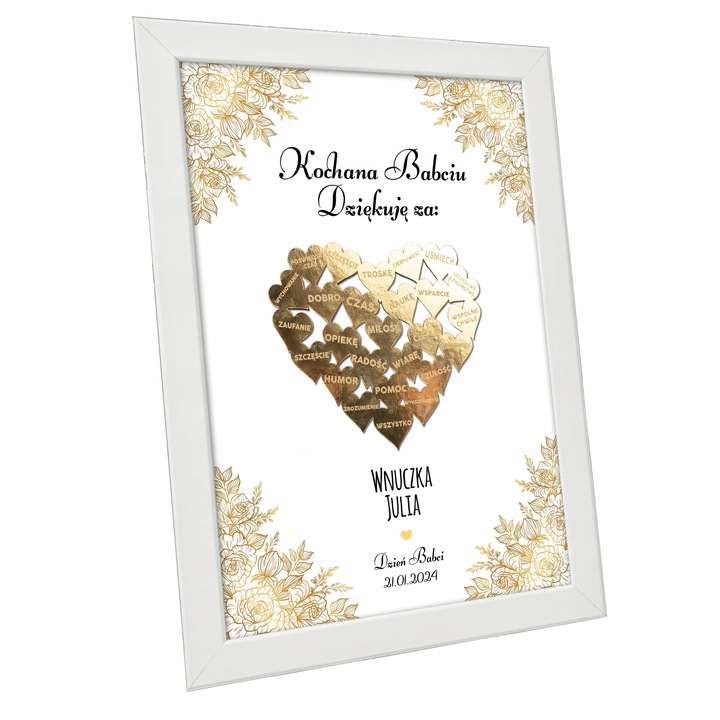 PODZIĘKOWANIE PREZENT DLA DZIADKÓW NA DZIEŃ BABCI I DZIADKA RAMKA SERCE 3D